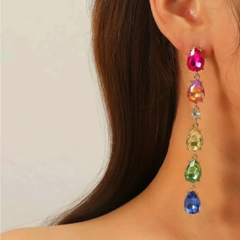 Gorgeous Multicolor Crystal Drop Earrings